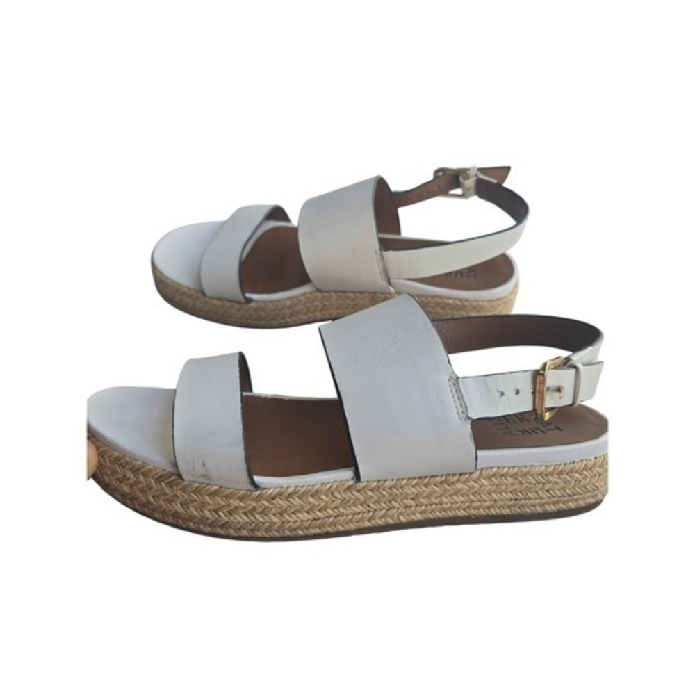 Naturalizer Jaycie Platform‎ Espadrille Sandals White Leather Women's Size 9.5M